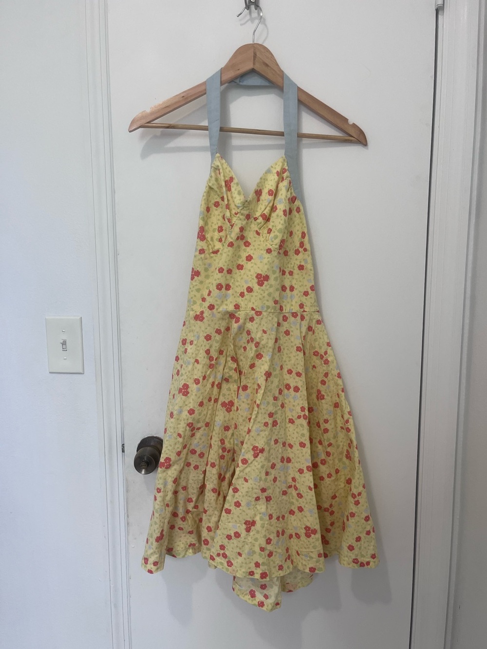 Yellow Floral Vintage Handmade Dress XS